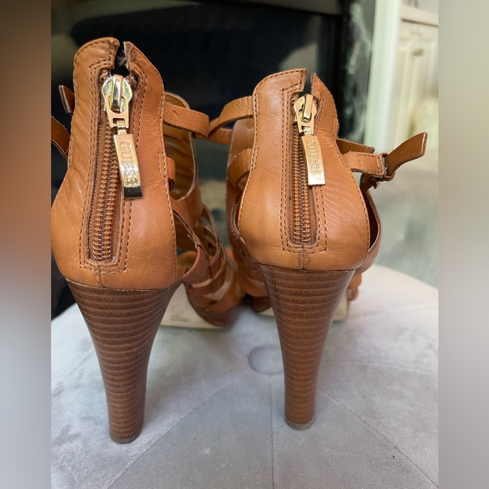 Guess- Leather Strap Heel With Platform Size 6.5m - image 3